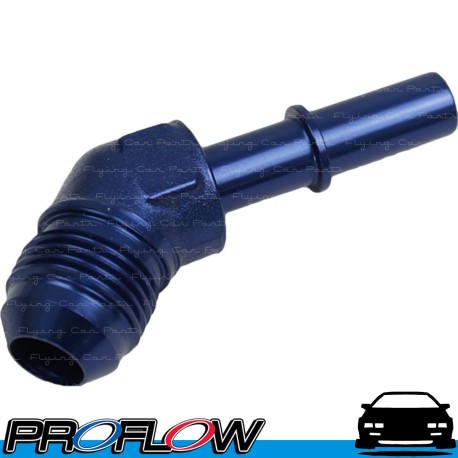 PROFLOW Male 5/16" Quick Connect To Male AN -6 (6AN) 45 Degree Fitting Blue