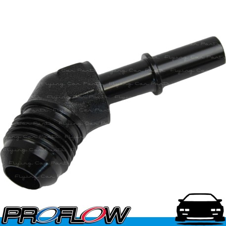 PROFLOW Male 3/8" Quick Connect To Male AN -6 (6AN) 45 Degree Fitting Black