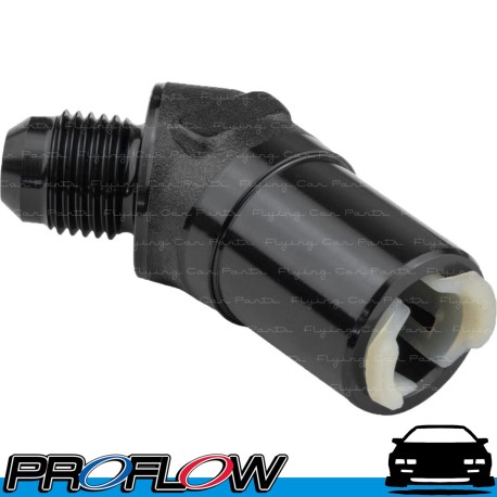 PROFLOW Female 3/8" Quick Connect To Male AN -8 (8AN) 45 Degree Fitting Black