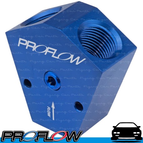 PROFLOW Blue Aluminium Billet Fuel Y Block Splitter 1/2" NPT In 3/8" NPT Out