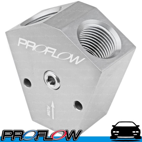 PROFLOW Silver Aluminium Billet Fuel Y Block Splitter 1/2" NPT In 3/8" NPT Out