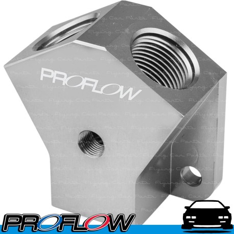 PROFLOW Silver Aluminium Billet Fuel Y Block Splitter AN -8 (AN8) In AN-8 (AN8) Out