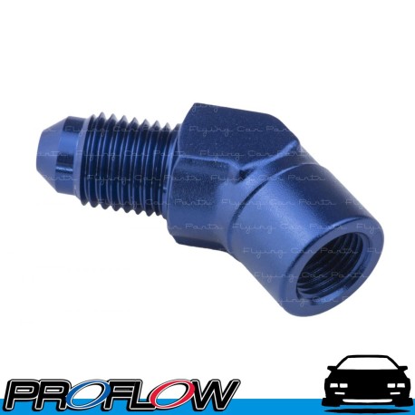 PROFLOW 45 Degree Female 1/8" NPT To Male AN -3 (AN3) Adaptor Blue