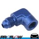 Female 90 Degree Adaptor Fitting 1/8" NPT To Male AN -3 (AN3) Blue