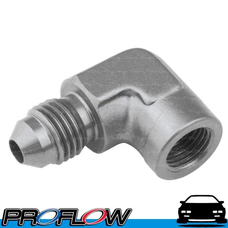 Female 90 Degree Adaptor Fitting 1/8" NPT To Male AN -3 (AN3) Silver