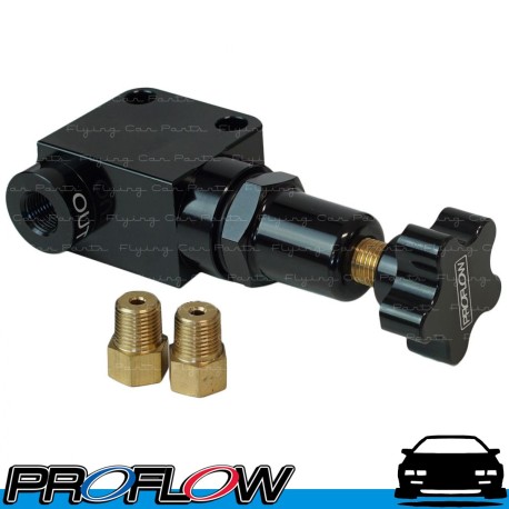 PROFLOW Adjustable Brake Proportioning Valve 1/8" NPT Ports 3/8" x 24 + Adapters