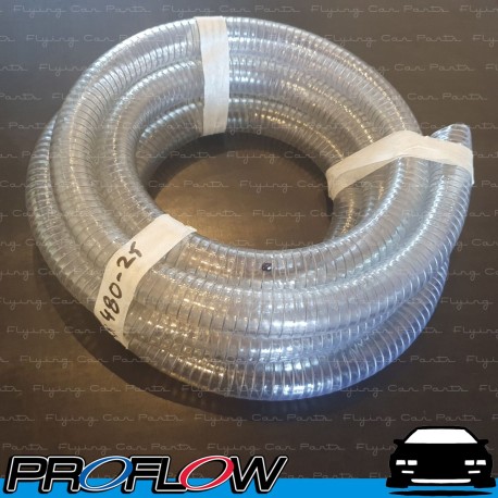 PROFLOW Reinforced Clear PVC Oil Breather Hose 25mm ID Per Metre