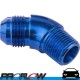 45 Degree 3/4" NPT To Male AN -12 (AN12) Forged Fitting Blue