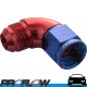 90 Degree Full Flow Fitting Male To Female -04AN Red/Blue