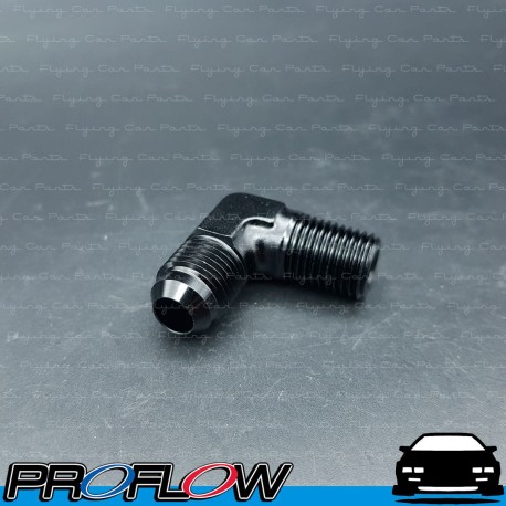 PROFLOW Male Fitting AN -6 (AN6) To 1/4" NPT 90 Degree Black