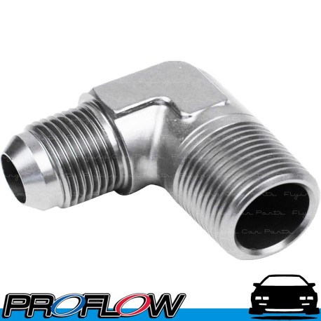 PROFLOW Male Fitting AN -6 (AN6) To 1/4" NPT 90 Degree Silver