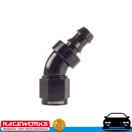 RACEWORKS Fuel Oil E85 Push Lock Hose End AN4 4AN 45deg