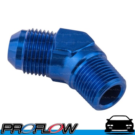 Male Fitting AN -6 (AN6) 45 Degree To 3/8" NPT Blue