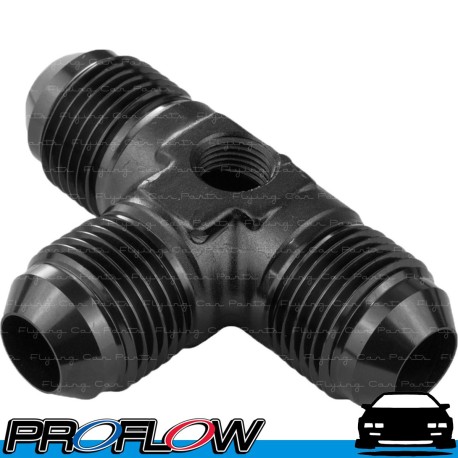 PROFLOW Male Fitting AN -8 (AN8) Flare Tee with 1/8" NPT Port Black