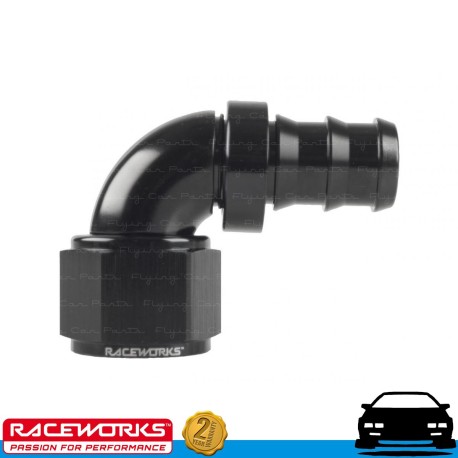 RACEWORKS Fuel Oil E85 Push Lock Hose End AN12 12AN 90deg