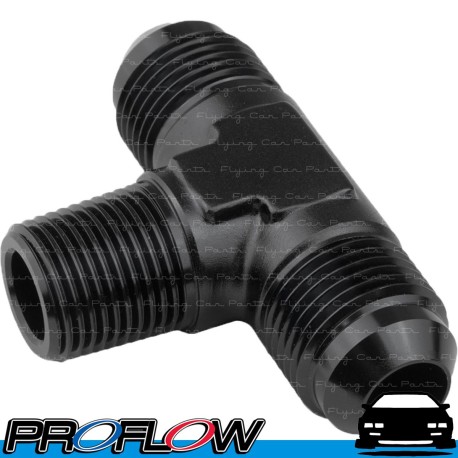 Tee  Flare Fitting 2 x AN -4 (AN4) To 1/8" NPT Black