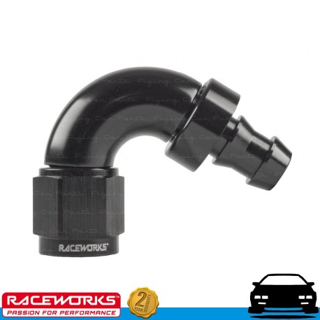 RACEWORKS Fuel Oil E85 Push Lock Hose End AN4 4AN 120deg