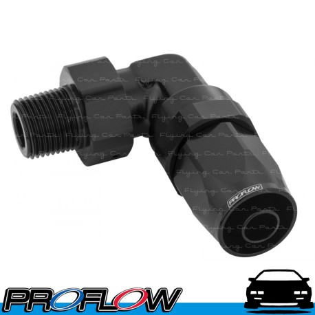 PROFLOW Male Fitting 1/4" NPT 90 Degree To AN -6 (AN6) Hose Black