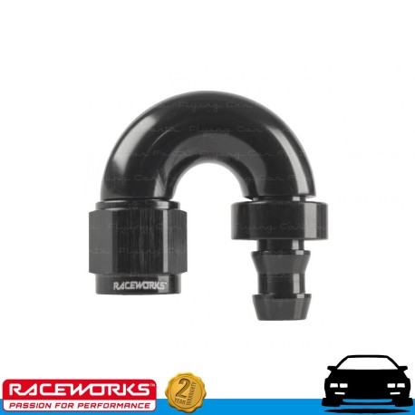 RACEWORKS Fuel Oil E85 Push Lock Hose End AN4 4AN 180deg