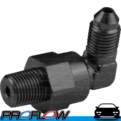 PROFLOW Male AN -3 (AN3) 90 Degree to 1/8" NPT Swivel Fitting Black