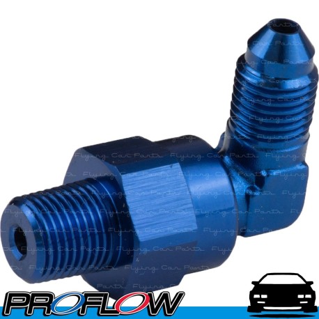 Male AN -4 (AN4) 90 Degree to 1/8" NPT Swivel Fitting Blue