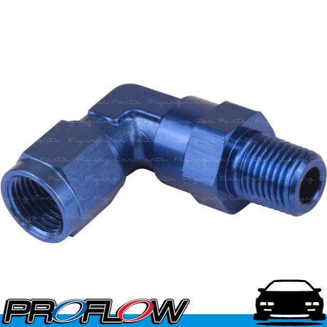 Female AN -3 (AN3) 90 Degree to Male 1/8" NPT Swivel Fitting Blue