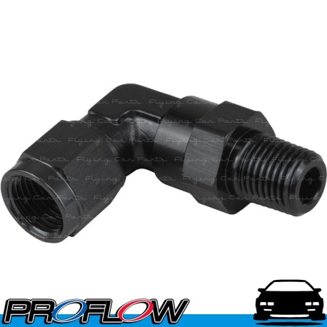 Female AN -3 (AN3) 90 Degree to Male 1/8" NPT Swivel Fitting Black