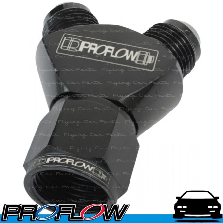 PROFLOW Y Block Adapter AN -8 (AN8) Female Swivel to 2 x AN -6 (AN6) Male Black