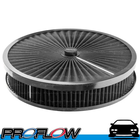 PROFLOW Air Cleaner Flow Top 14" x 2.5" Suit 5-1/8" Neck Recessed Base Black