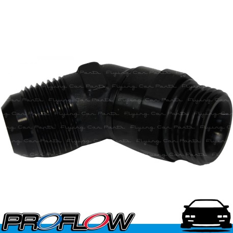 Male AN -6 (AN6) Flare 45 Degree to M12x1.5 Thread Swivel Fitting Black