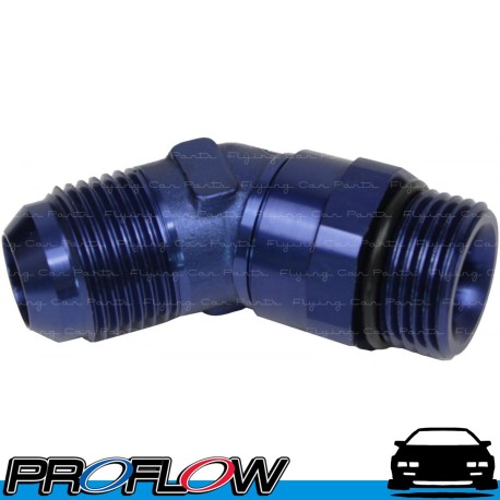 Male AN -12 (AN12) Flare 45 Degree to AN -12 (AN12) ORB Swivel Fitting Blue