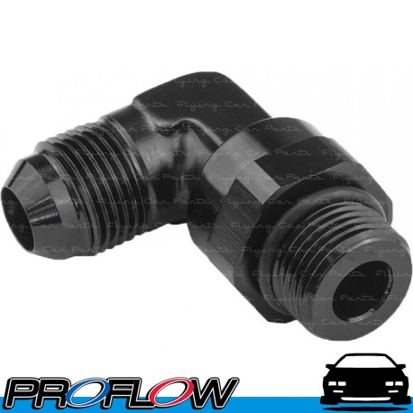 PROFLOW Male Flare AN -6 (AN6) 90 Degree to M12x1.25 Thread Swivel Fitting Black