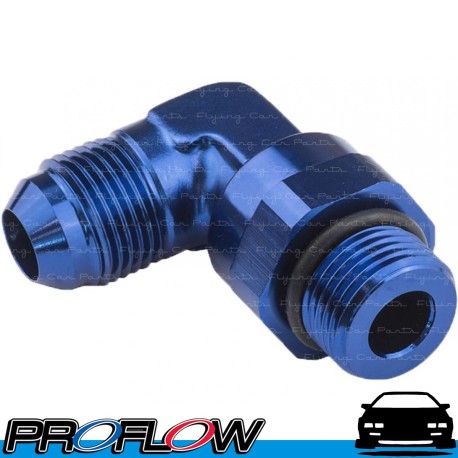 PROFLOW Male Flare AN -8 (AN8) 90 Degree to AN -6 (AN6) ORB Swivel Fitting Blue