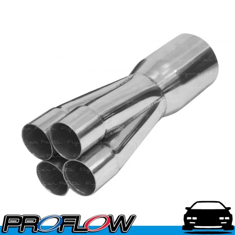 PROFLOW Stainless Slip On Exhaust Collector Merge 12" Long 1-7/8" Primary 3-1/2" Out