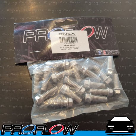 PROFLOW Header Bolts Hex Head 3/8" Custom Stainless Steel Chevrolet Ford x 16