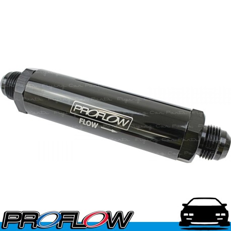 PROFLOW Oil Filter Billet Aluminium In-Line Stainless Element AN -10 (AN10) Black