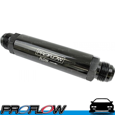 PROFLOW Oil Filter Billet Aluminium In-Line Stainless Element AN -12 (AN12) Black