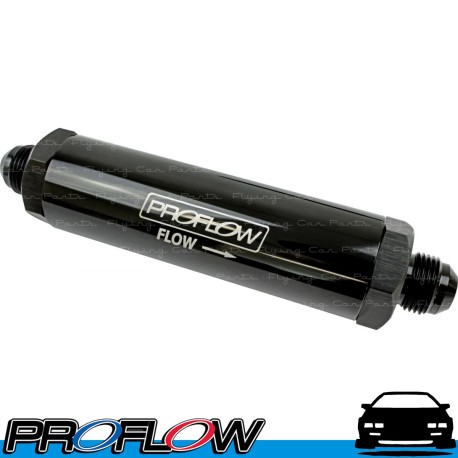 PROFLOW Oil Filter Billet Aluminium In-Line Stainless Element AN -8 (AN8) Black