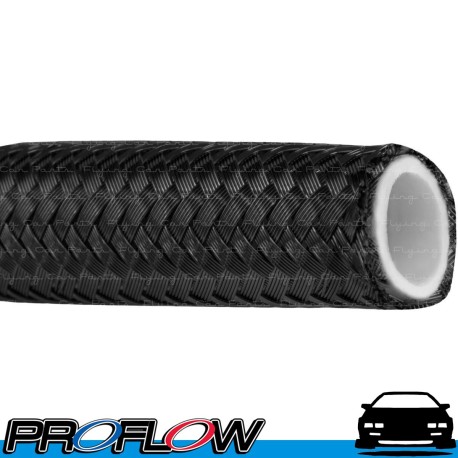 PROFLOW Teflon Stainless Steel Braided Hose PTFE AN -6 (AN6) 5m Black