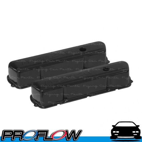 PROFLOW Tall Stamped Steel Holden Commodore Valve Covers   253 308 Pair Black