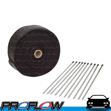 PROFLOW Exhaust Wrap Fiberglass Composite 650 Deg C 1" 15 ft Roll Black