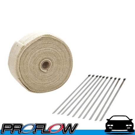 PROFLOW Exhaust Wrap Fiberglass Composite 650 Deg C 1" 25 ft Roll Light Tan