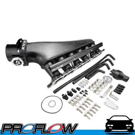 PROFLOW Intake Manifold Nissan RB25 Inlet Plenum 90mm Throttle Body Fuel Rail Kit Black