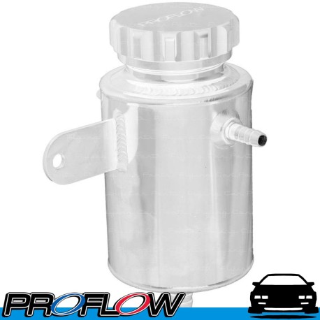 PROFLOW Power Steering Reservoir Remote Aluminium Universal 120mm x 90mm Barb Male 3/8", 1/2" Polished