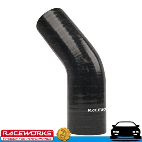 RACEWORKS Silicone Intercooler Air Hose 45deg Reducer 1.5" to 2" (38-51mm) Black