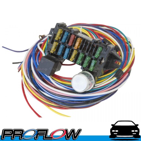 PROFLOW 12 Circuit Universal 2.5m Wiring Harness Fuse Box Kit