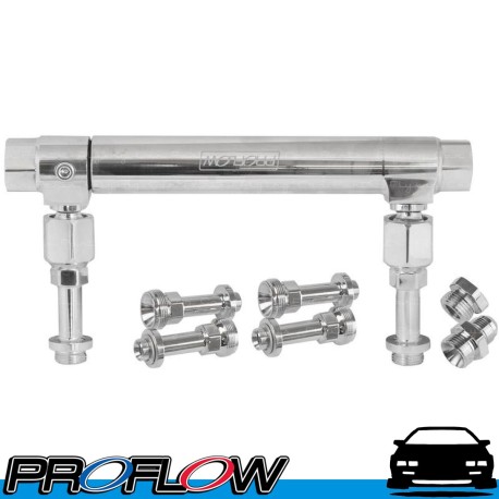 PROFLOW Adjustable Fuel Log Aluminium AN10 10AN In 7/8-20" Outs Holley 4150 4500 Polished