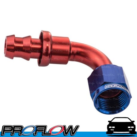 PROFLOW 400 Series 90 Degree Hose End Fitting Blue/Red Push On  AN -10 (AN10)