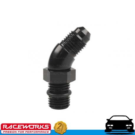 RACEWORKS AN4 4AN 45deg ORB to Male Flare Adaptor Fuel Oil E85 Diesel