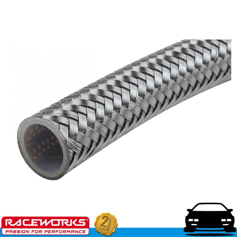 RACEWORKS SS BRAIDED PTFE E85 Hose AN6 6AN 1 Metre Fuel Oil E85